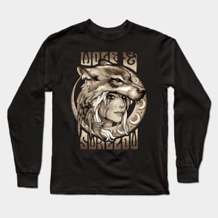 Wolf & Swallow - Art Nouveau [SEPIA] Long Sleeve T-Shirt